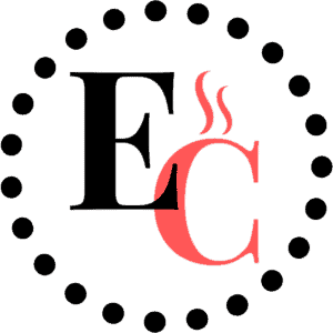 Alternate Logo for Encharted Cook. EC with Flames inside a dotted circle.