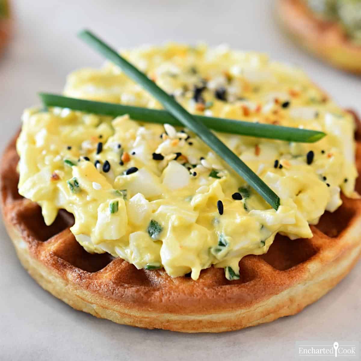 Egg salad on a low carb waffle.