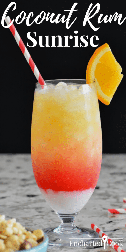 Beautiful white, red, and orange layered cocktail.