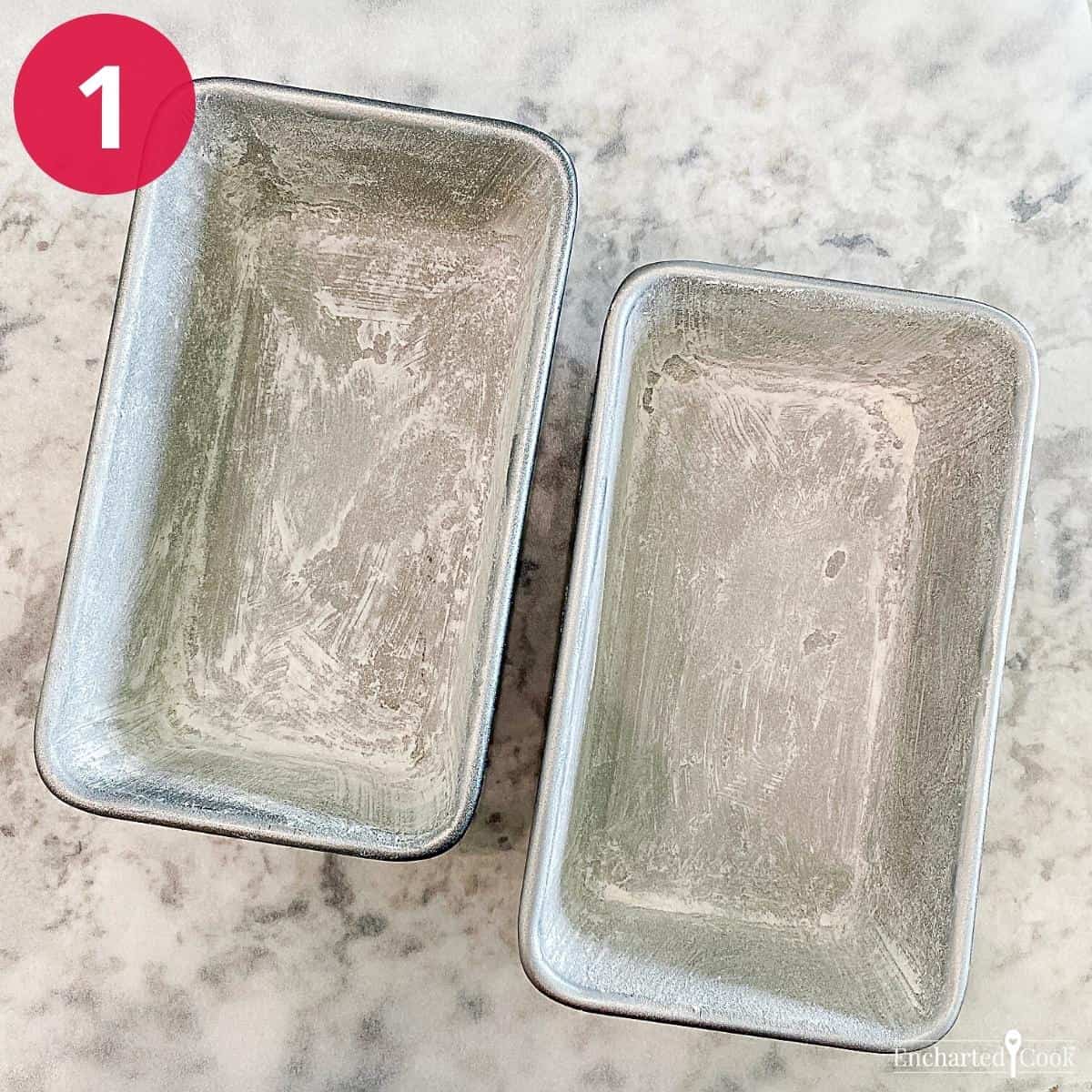 Two 9"x3" loaf pans greased and floured.