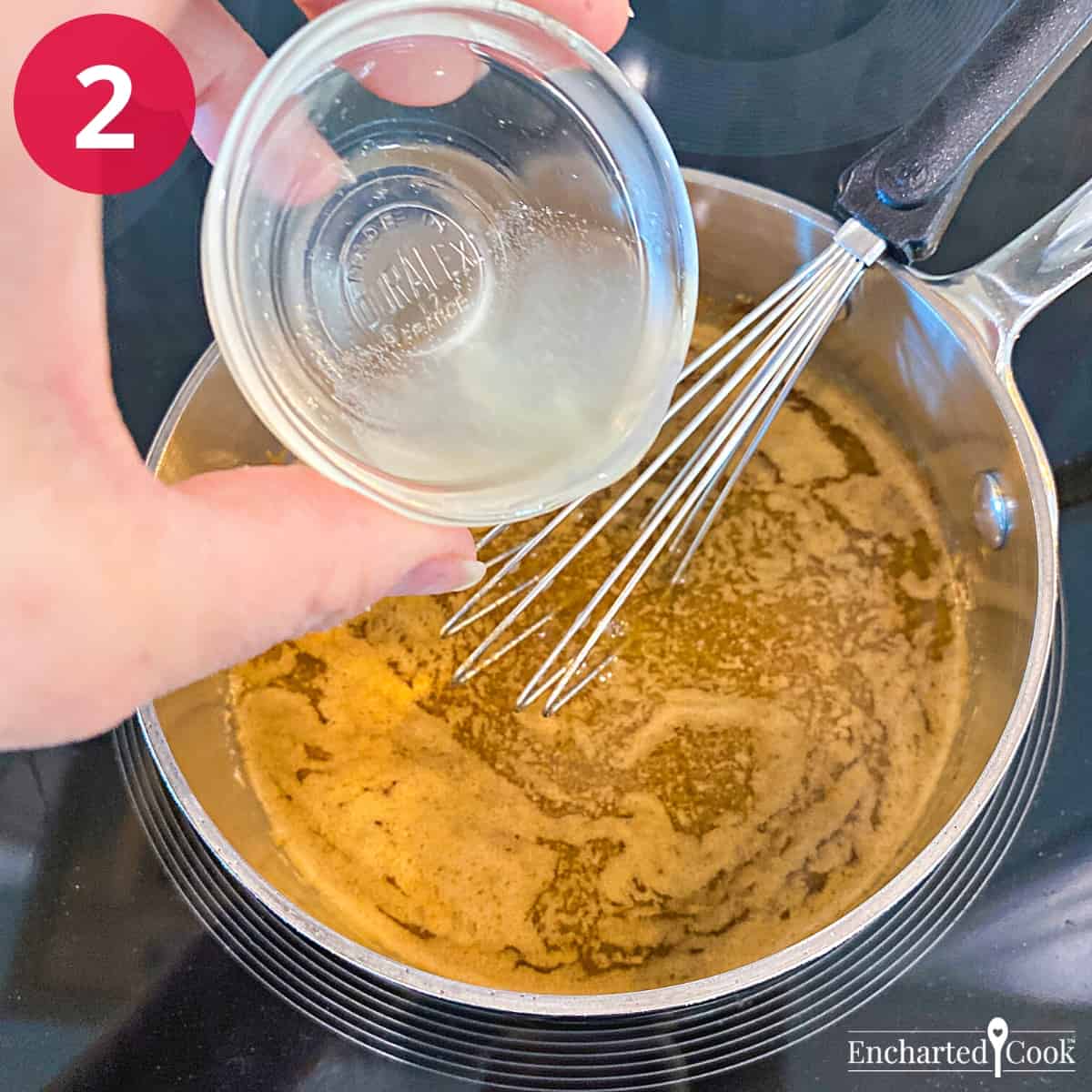 Adding lemon juice to the sauce.