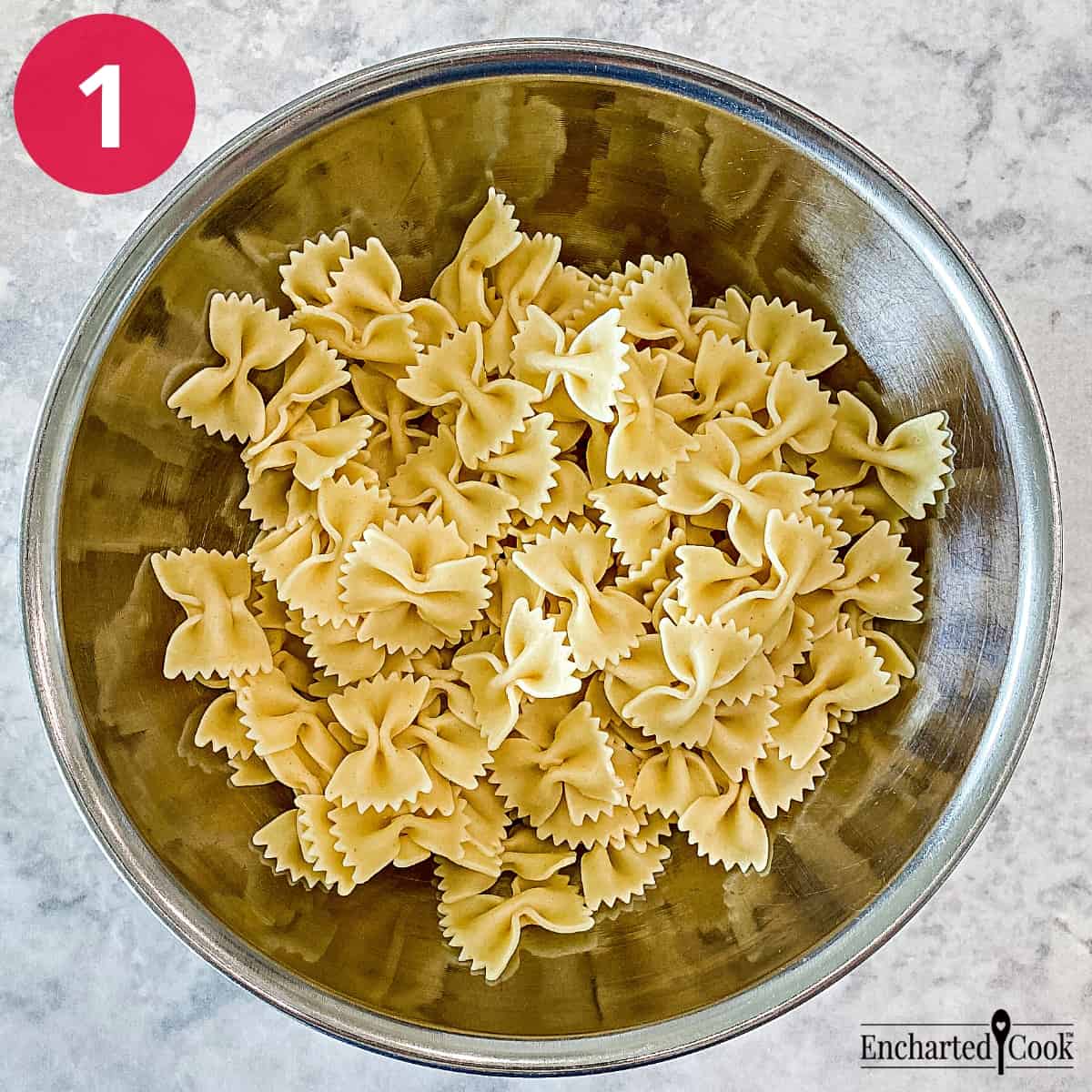 Process Photo 1 - Cooked pasta is in a large mixing bowl.