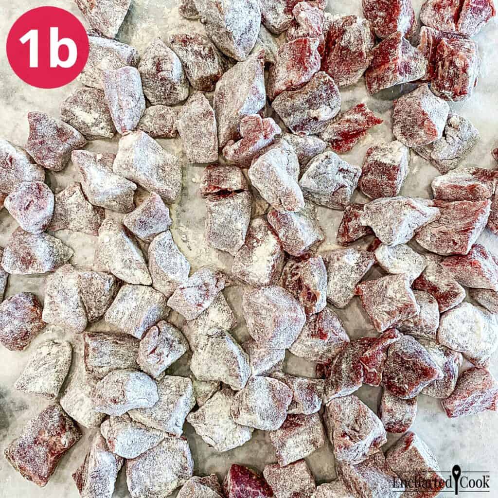 Process Photo 1b - The beef is salted and coated in Wondra flour.