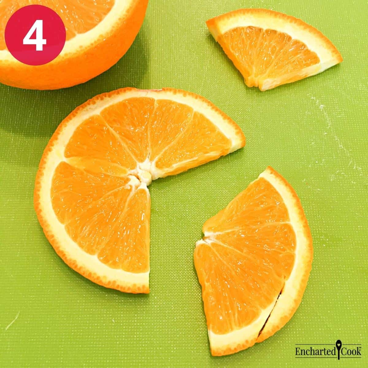 Process Photo 4 - How to cut a slice of orange that will perch on the edge of a glass.