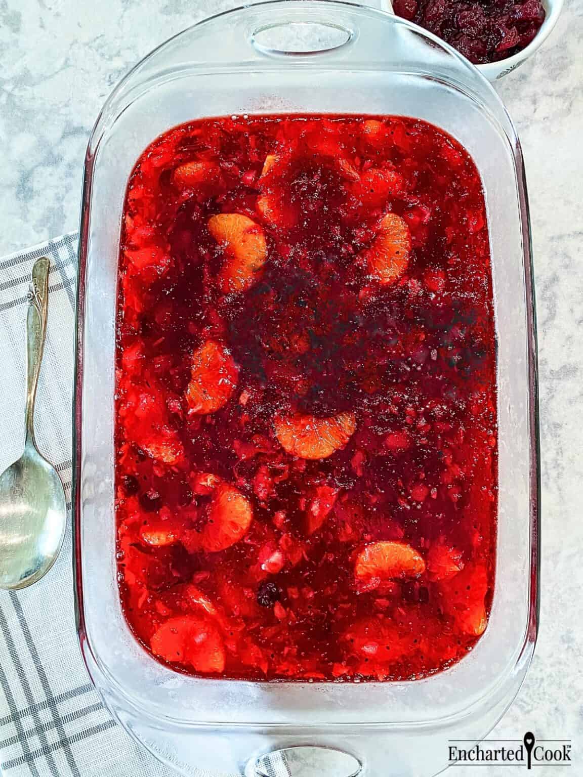 Cranberry JellO Salad with Mandarin Oranges