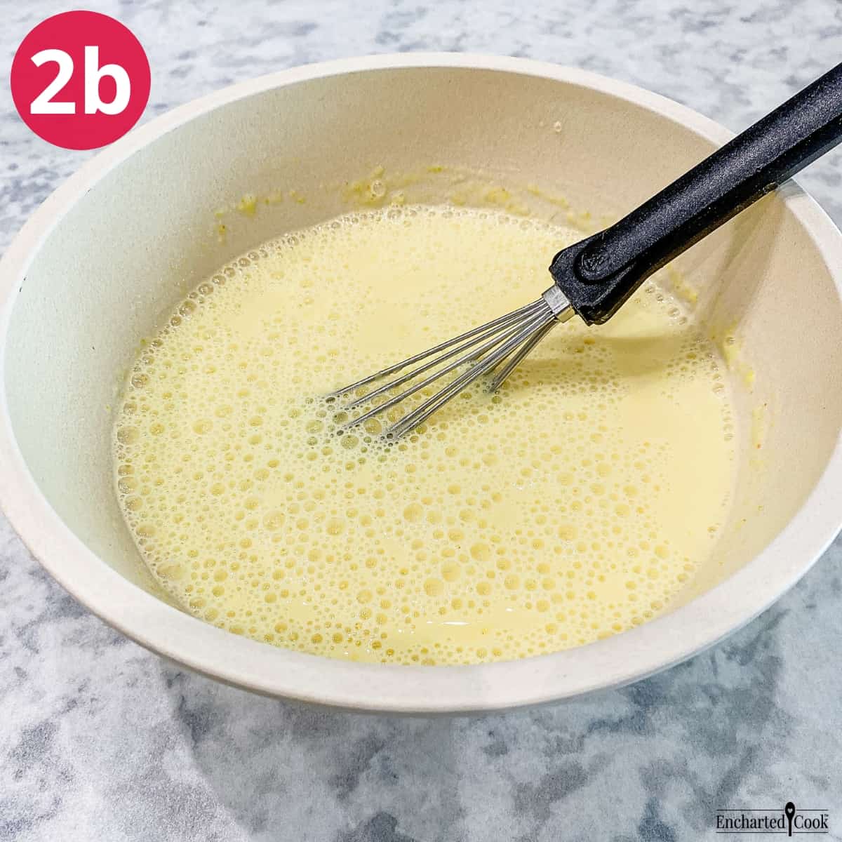 Process Photo 2b - The lemon and elderflower pudding is fully mixed.