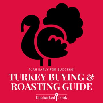 Red background with a black silhouette of a turkey with text overlays.