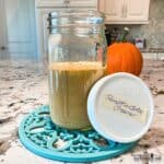 Pumpkin Spice Creamer is in a large jar with a screw cap lid.