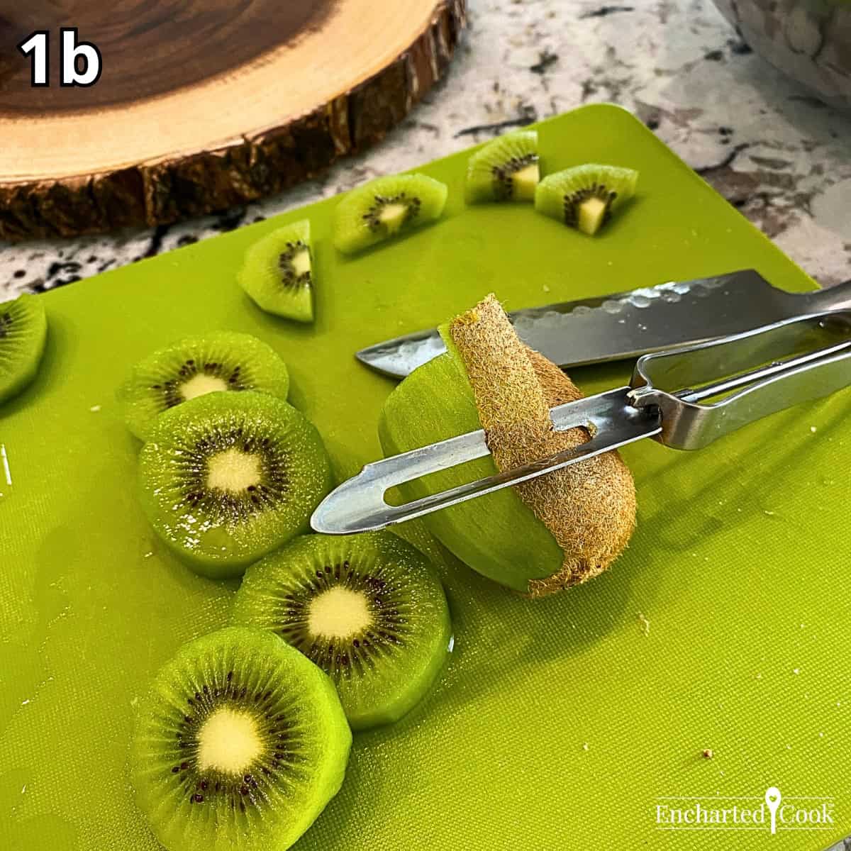 Process Photo 1b - Peeling and cutting the kiwis.