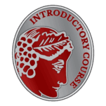 Burgundy and silver Court of Master Sommeliers Badge for Introductory Course.