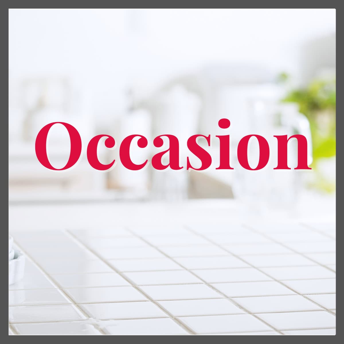 White kitchen counter with text overlay.