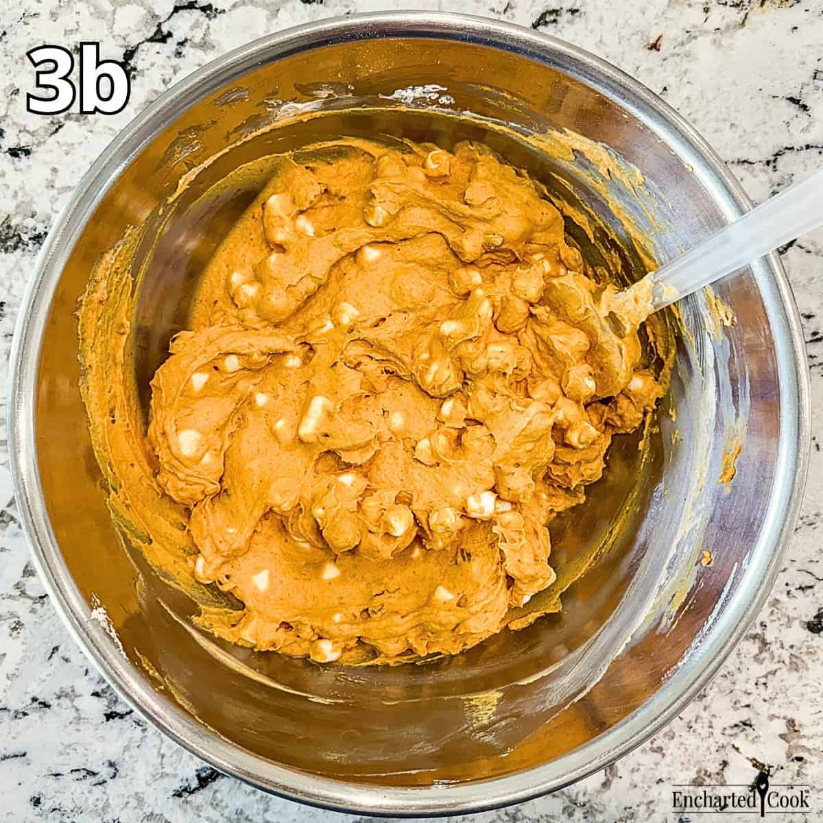 Process Photo 3b - The mini marshmallows and chopped pecans are completely folded into the fluff.