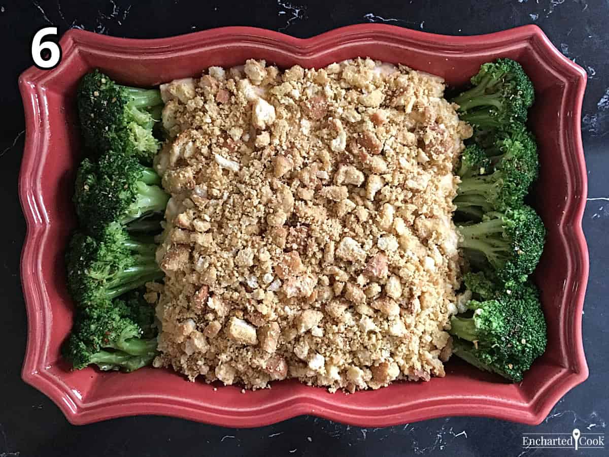 Process Photo 6 - Crushed croutons on top of the creamy turkey mixture.