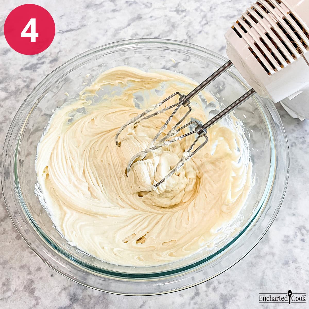 Process Photo 4 - Beating cream cheese, sugar, and flavorings with an electric mixer.