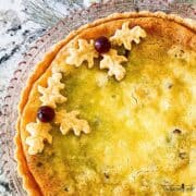 Cranberry Sugar Pie with pastry and fresh cranberry decoration.