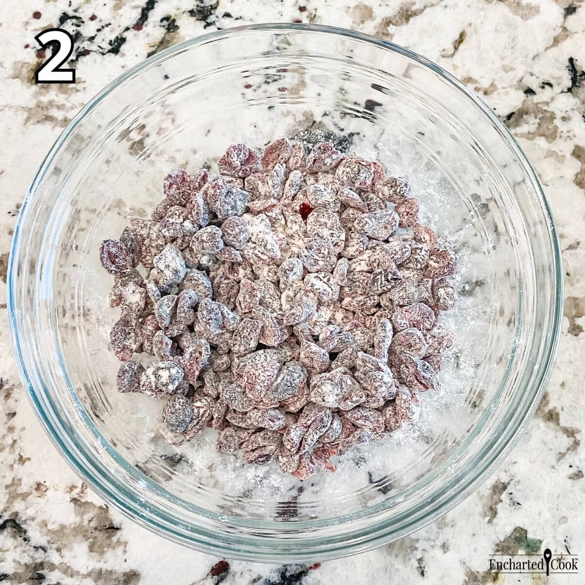 Process Photo 2 - Dredge dried cranberries with flour.