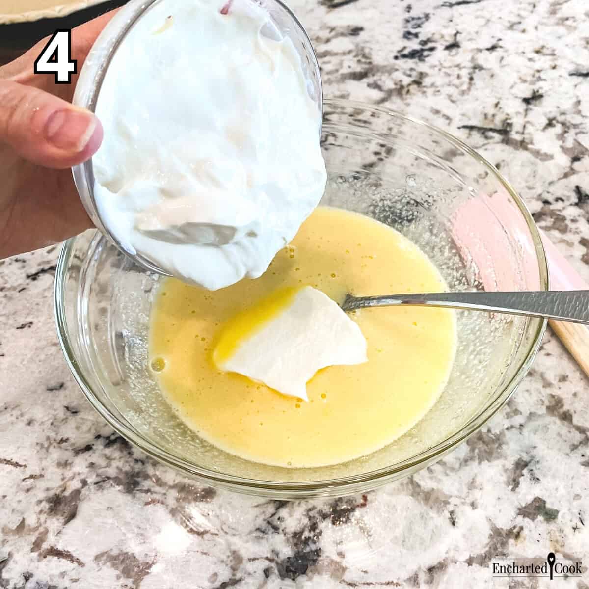 Process Photo 4 - Mix in sour cream, vanilla, and salt.