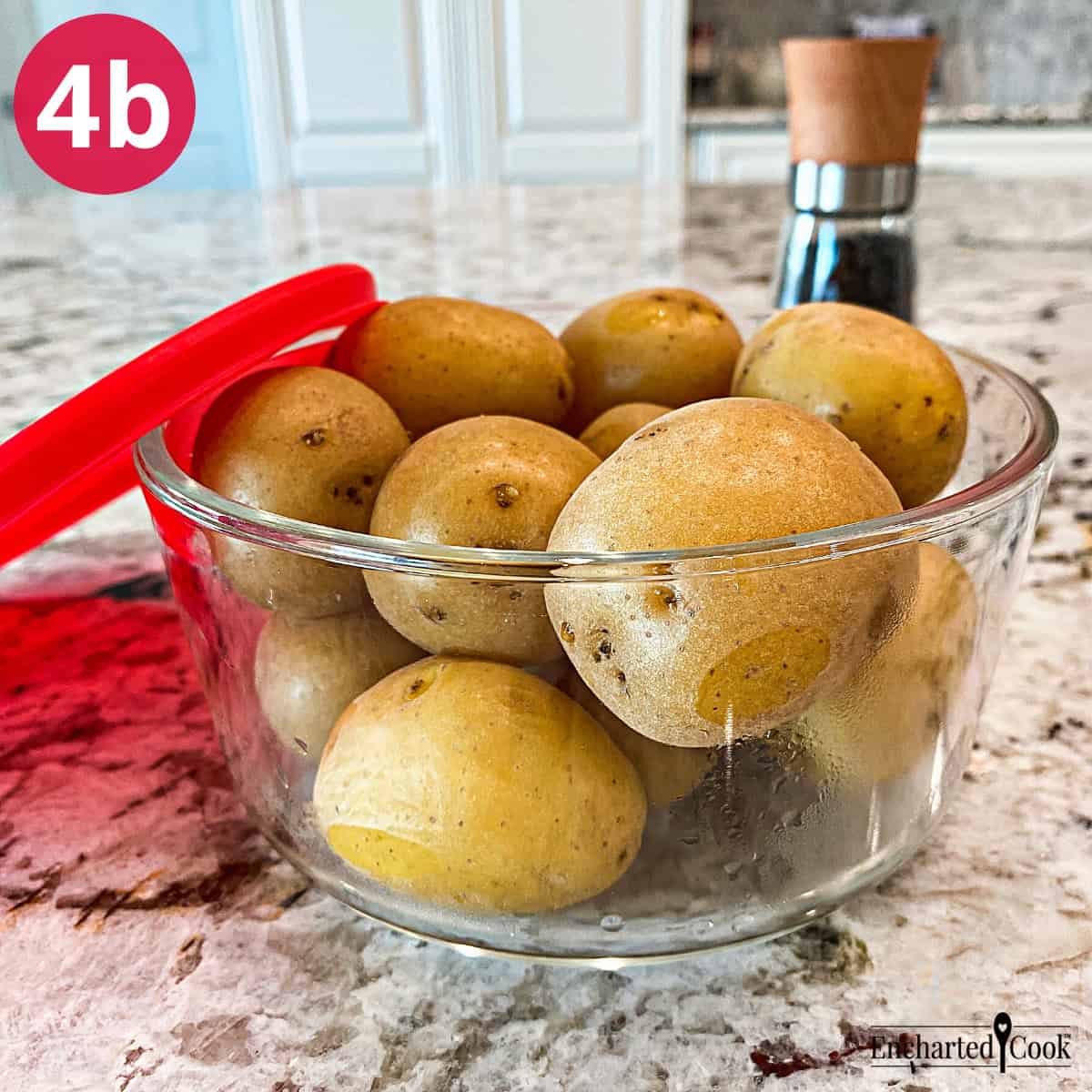 Process Photo 4b - Cooled cooked potatoes in a container for the refrigerator.