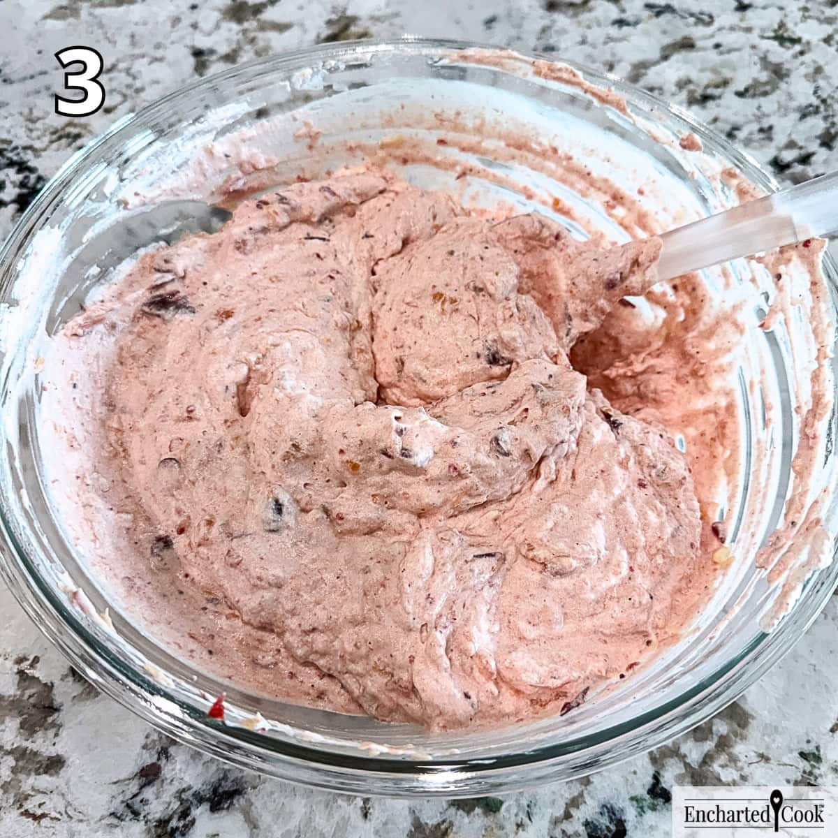 Process Photo 3 - Folding Cool Whip into the cranberry pineapple mixture.