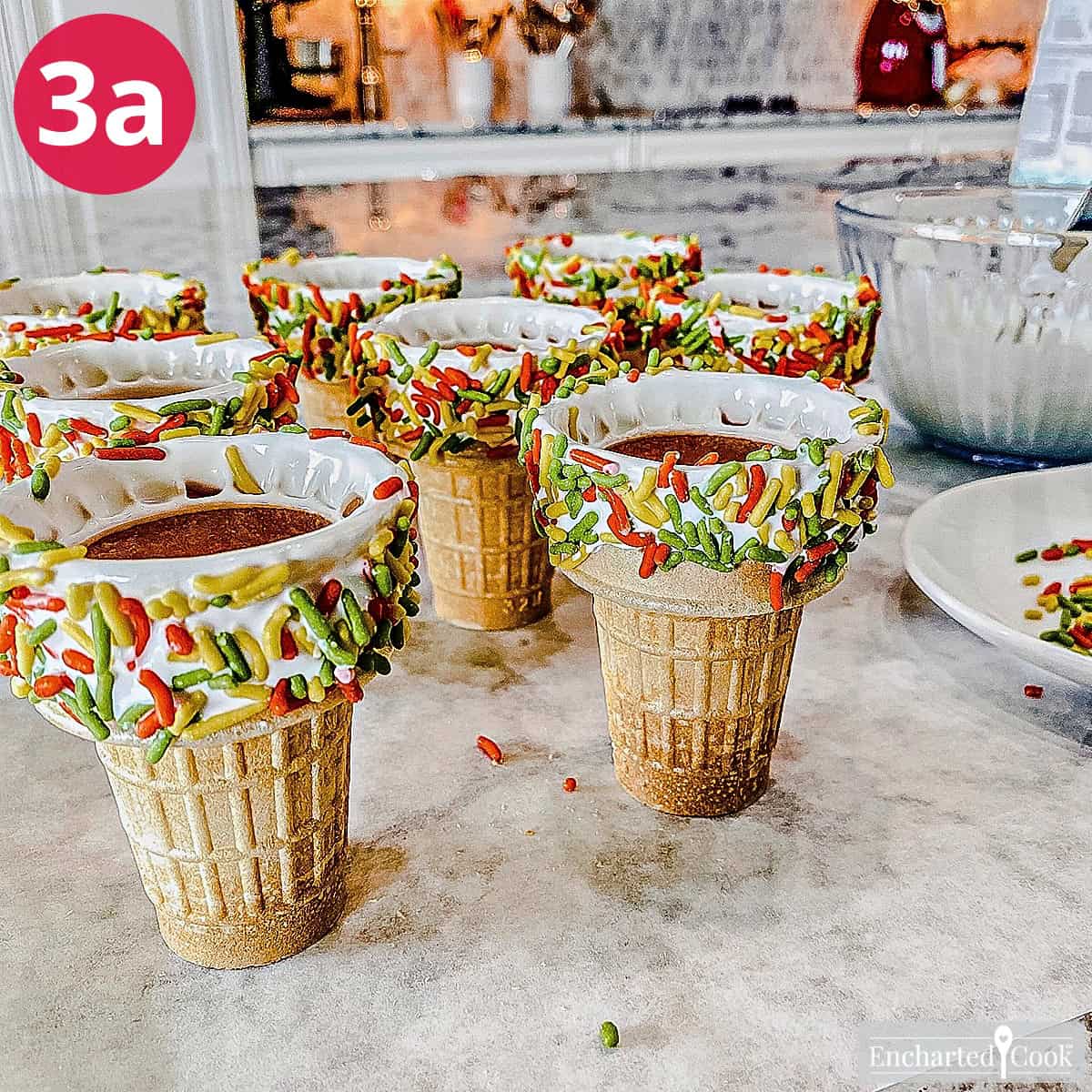 Process Photo 3a - Let the decorated cones thoroughly dry.