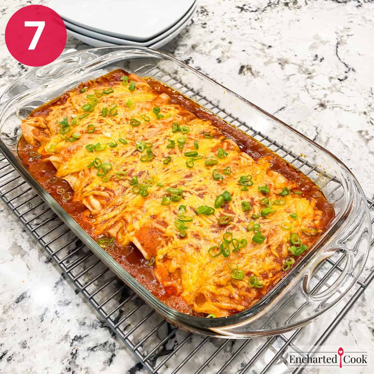 Process Photo 7 - The baked enchiladas have cooled slightly and are ready to be served.