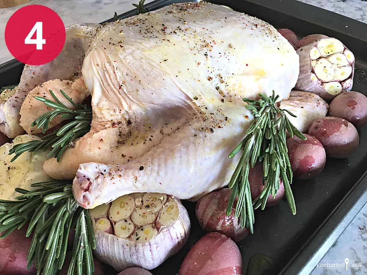 Process Photo 4 - Season everything well with olive oil, salt, and freshly ground black pepper.