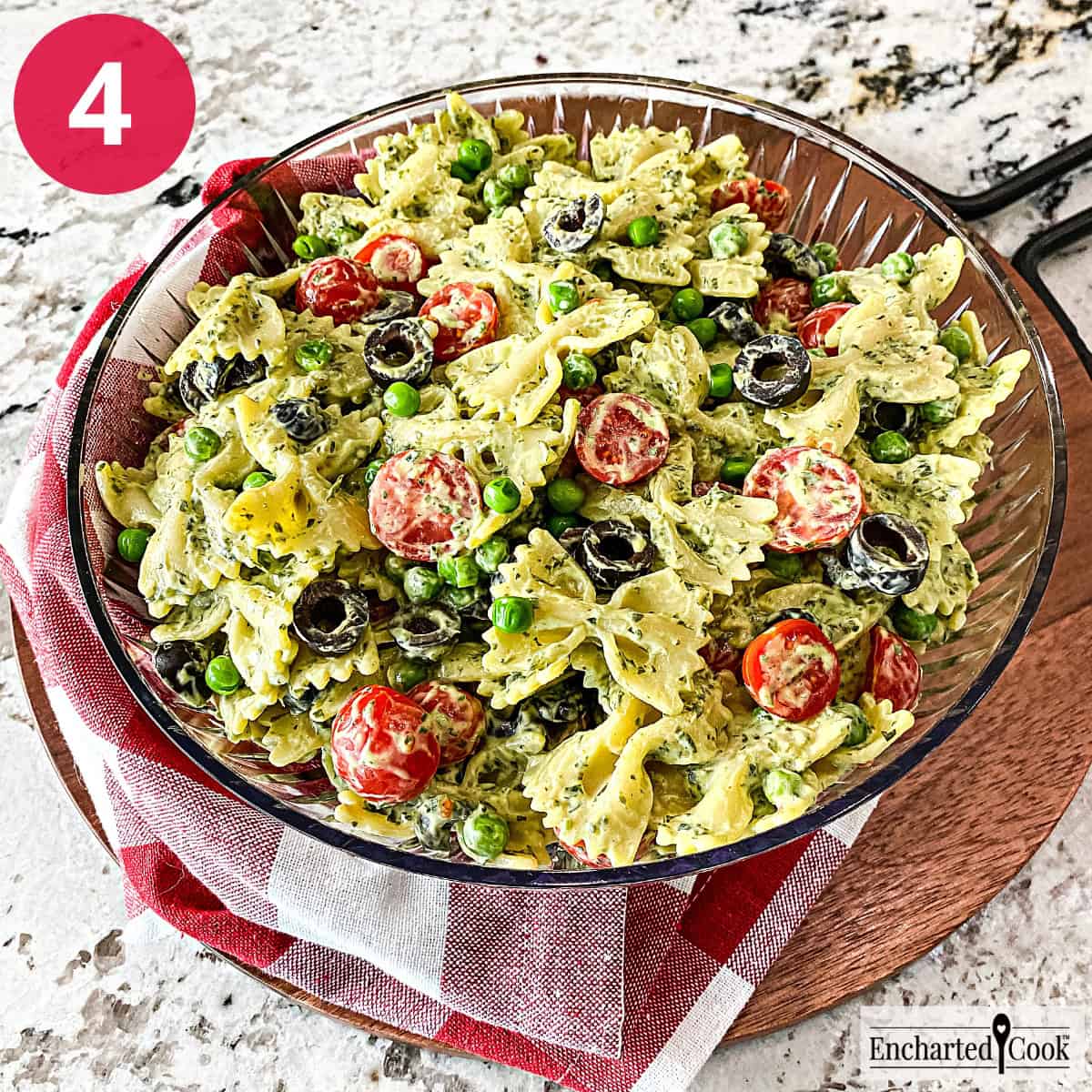 Process Photo 4 - The salad in a clear bowl ready to serve.