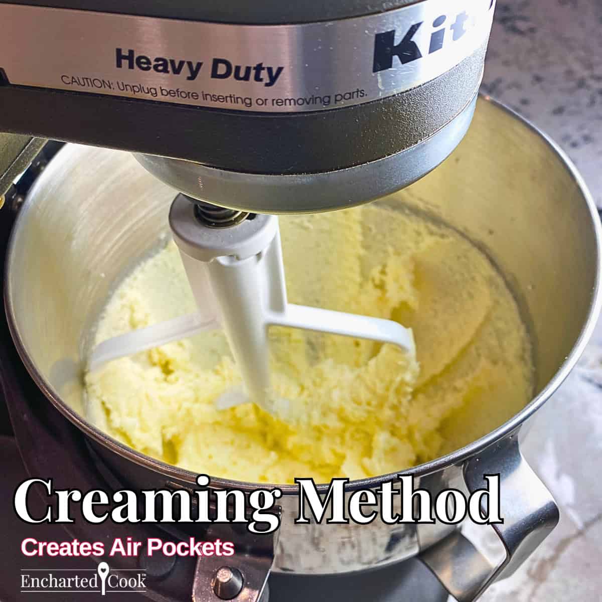 Creaming Method: Butter and sugar is beaten together until light and fluffy to pockets of air.