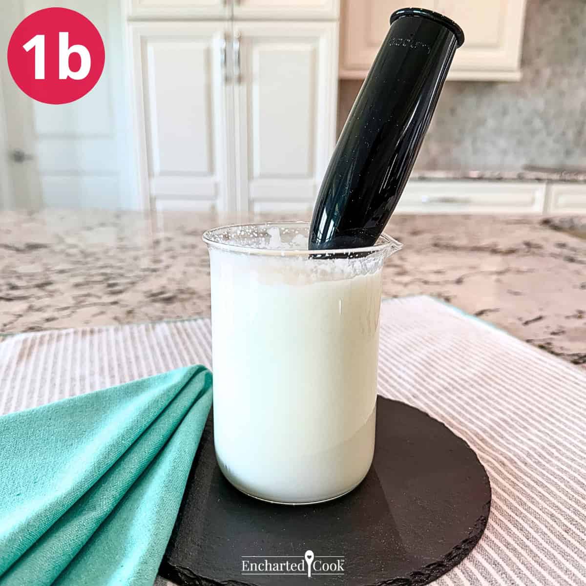 Process Photo 1b - The ingredients are whipped with a milk frother and have doubled in size.