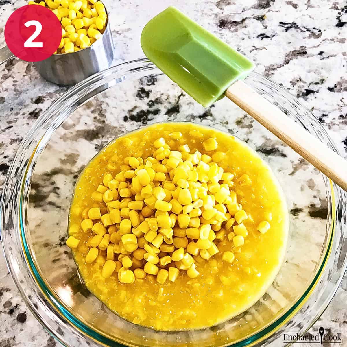 Process Photo 2 - In a medium size bowl mix together creamed corn with thawed sweet corn kernels.