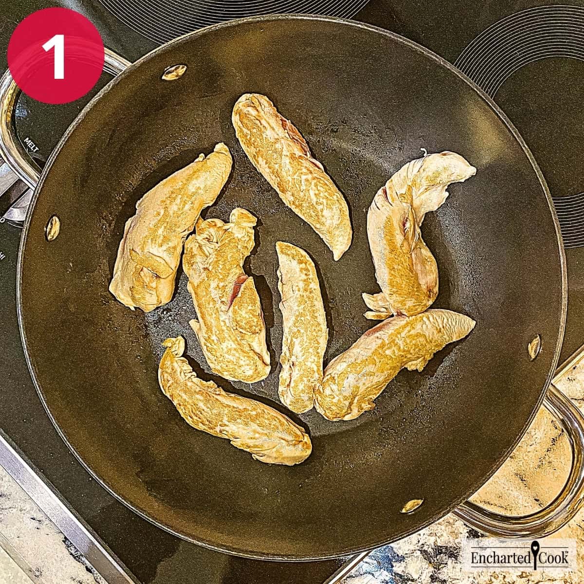 Step 1 - Brown the chicken tenders.