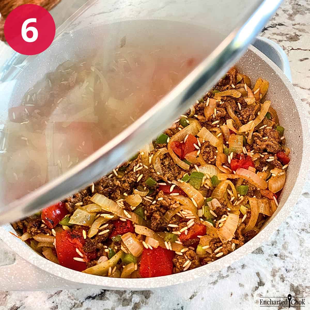 Process Photo 6 - Transfer the casserole mixture into the Everything Pan, cover, and bake.